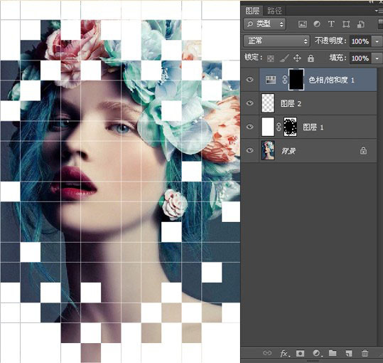 Photoshop把美女照片做出创意独特的格子效果图教程
