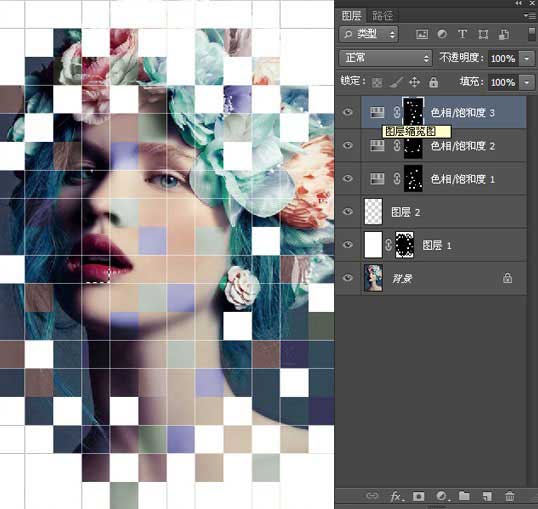 Photoshop把美女照片做出创意独特的格子效果图教程