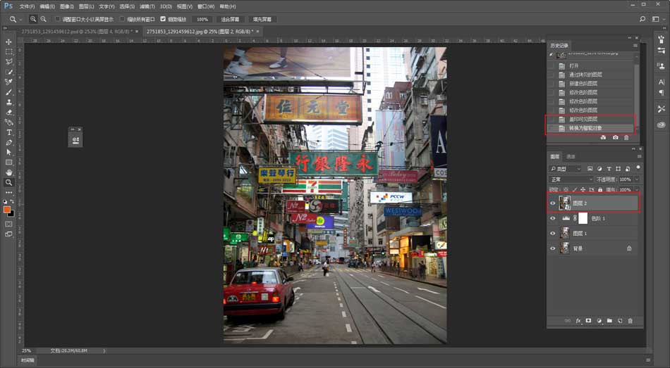 Photoshop调出复古质感的街道外景照片教程