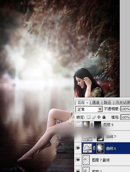 Photoshop将水景人物图片打造唯美的中性红褐色效果教程