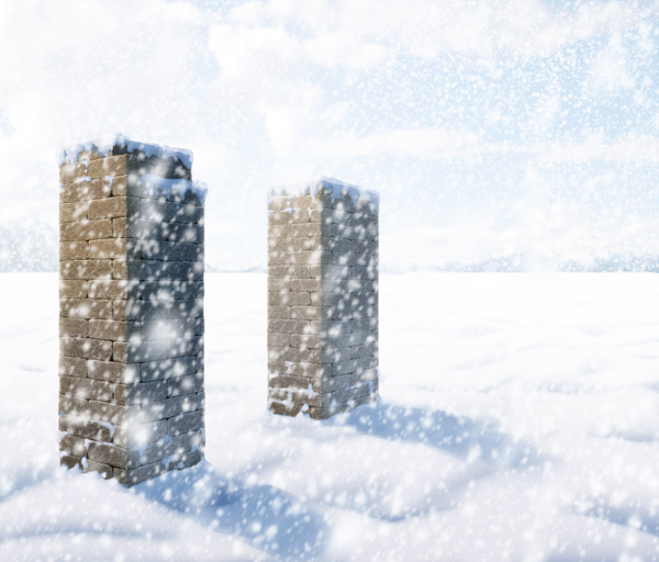 PS利用混合器画笔工具为荒野上的石柱增加厚厚的积雪