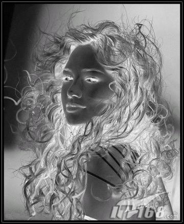 PS水彩教程:打造水彩素描的真人美女头像图片