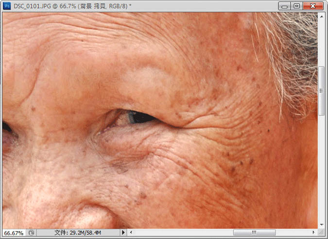 PS修复画笔工具快速减少老人脸部皱纹技巧解析
