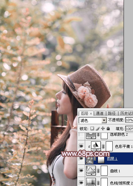 Photoshop将美女图片打造清新的淡红色夏季