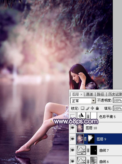Photoshop为美女加上唯美的暗调蓝紫色