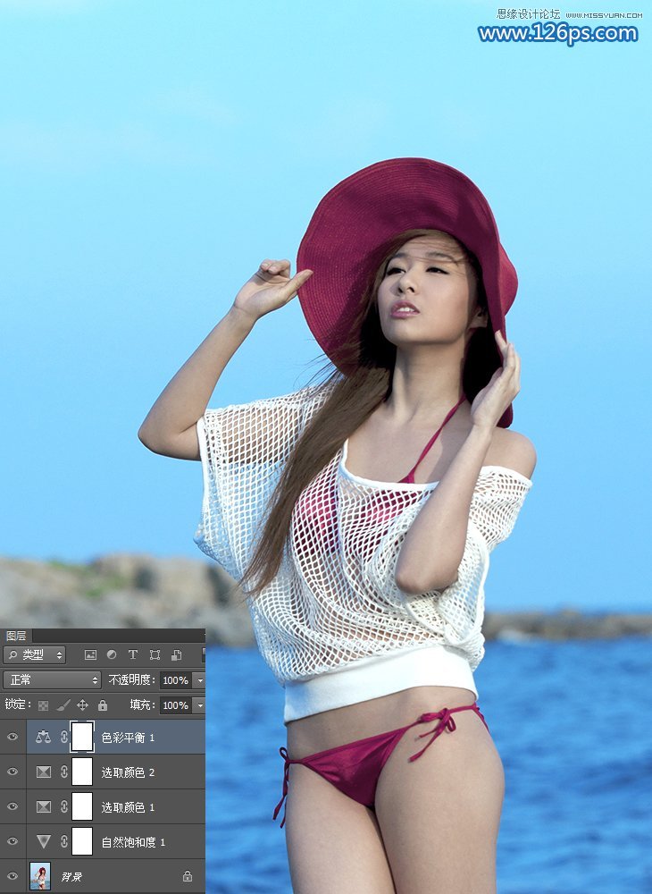 Photoshop调出夏季海边美女唯美清新蓝色调