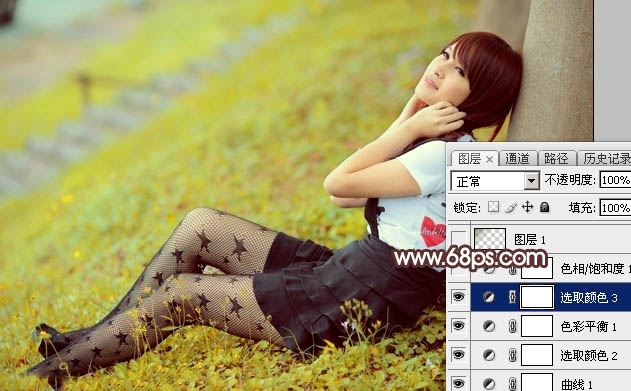 Photoshop将美女外景图片加上漂亮的韩系淡调黄褐色