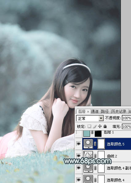 Photoshop为外景美女图片打造秀美的淡调冷色效果