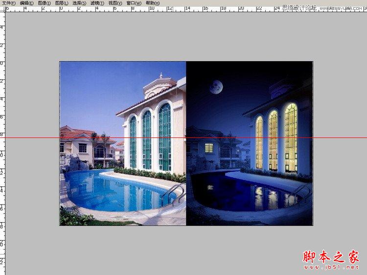 photoshop制作逼真建筑照片夜景效果实例教程