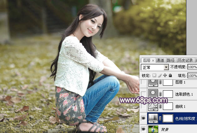 Photoshop将外景美女图片打造古典中性黄褐色