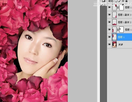 Photoshop为玫瑰丛下美女调出写真效果