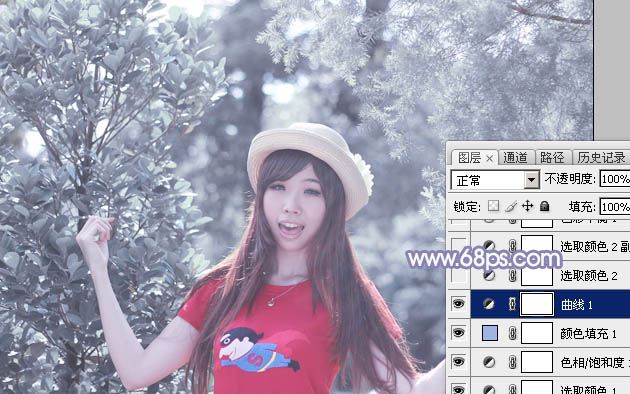 Photoshop将外景人物图片打造唯美的韩系冷色调
