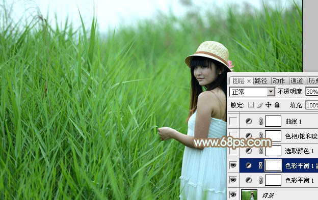 Photoshop为外景人物图片打造小清新的韩系淡褐色