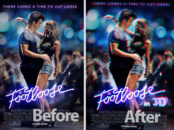 Photoshop打造出重影效果的3D电影海报