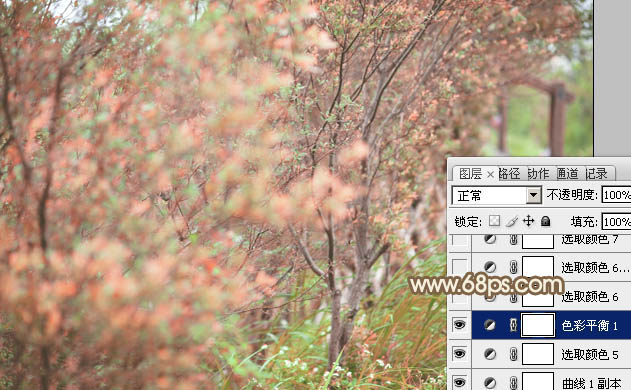 Photoshop为树丛中的美女图片调制出小清新粉红色的详细教程