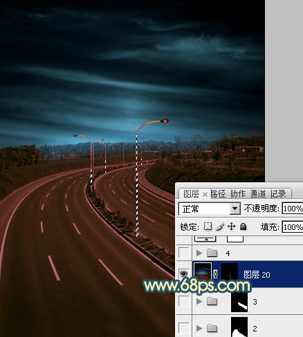 Photoshop为公路图片渲染出漂亮的夜景灯光效果
