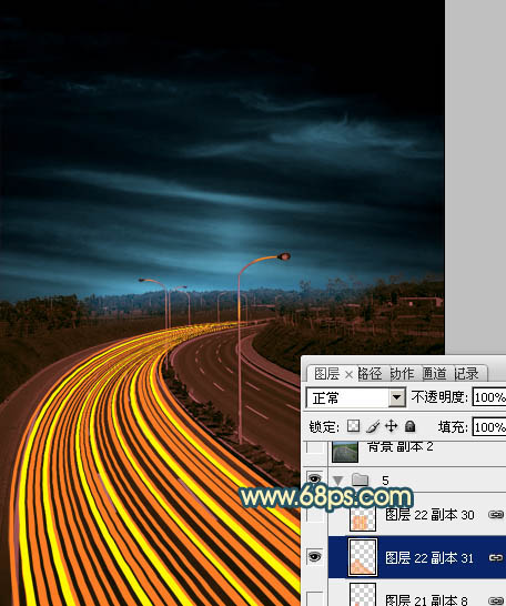 Photoshop为公路图片渲染出漂亮的夜景灯光效果