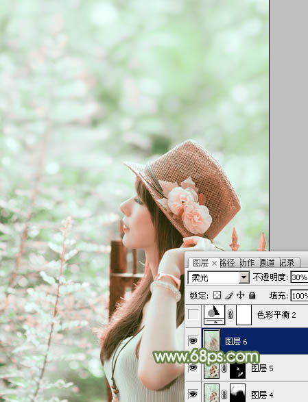 photoshop使用通道替换给外景美女增加小清新的淡绿色