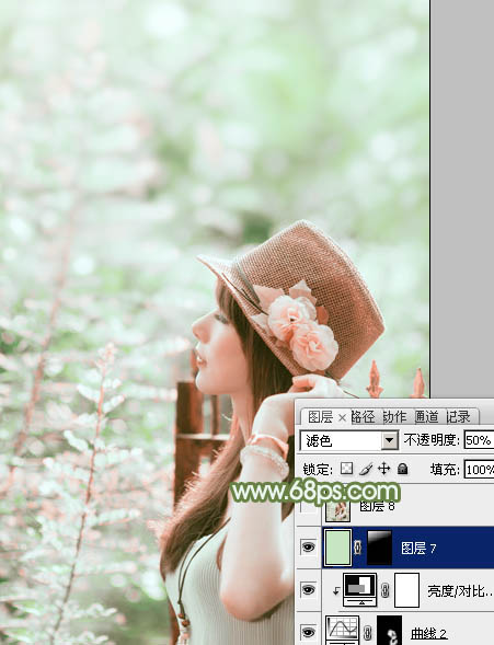 photoshop使用通道替换给外景美女增加小清新的淡绿色