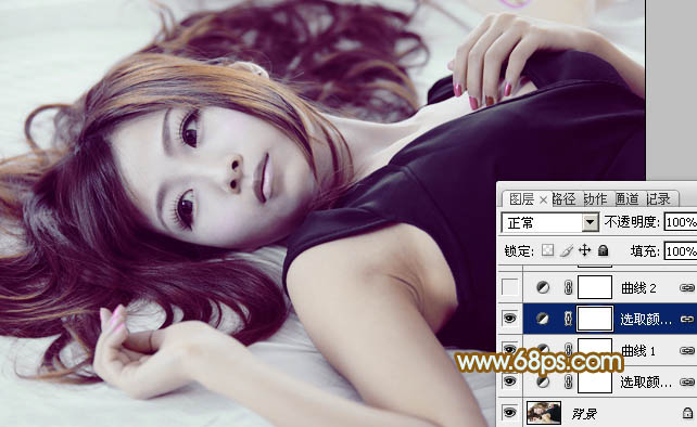 Photoshop将室内美女图片增加淡淡的韩系红褐色