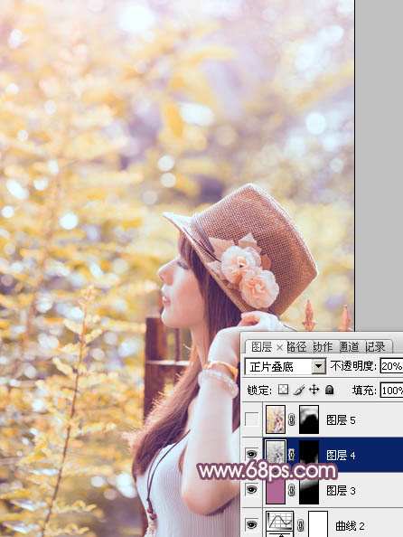 Photoshop将夏季外景美女图片调制出小清新的秋季色