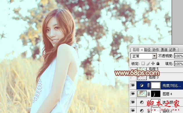 Photoshop将外景人物图片调制出流行的韩系淡调青黄色