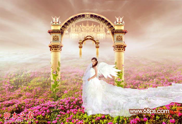 Photoshop设计打造出圣洁唯美梦幻般的天使婚片