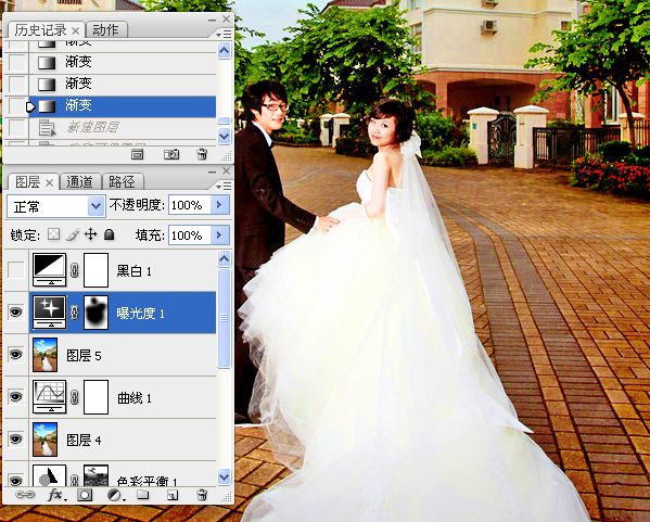 Photoshop将为泛白的外景婚片天空调制鲜艳效果