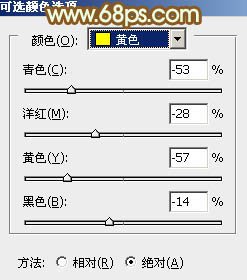 Photoshop将树林情侣图片增加上柔和秋季粉黄色