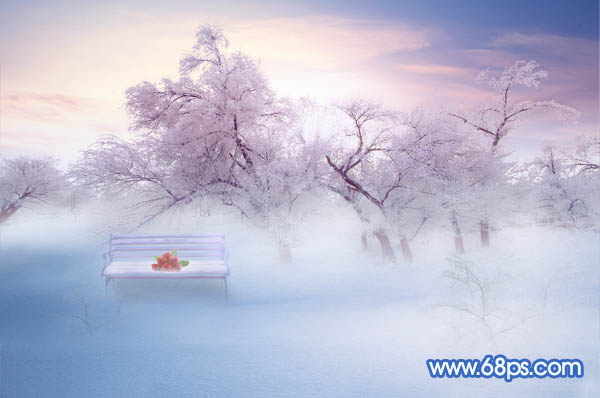 Photoshop将婚片打造出唯美的梦幻冬季雪景效果