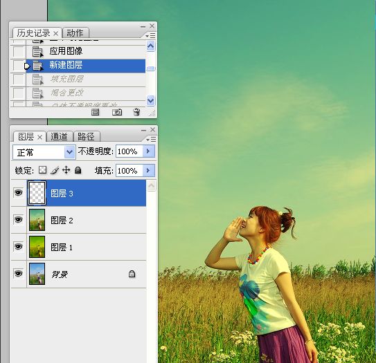 Photoshop为草原人物增加漂亮的黄绿色效果教程
