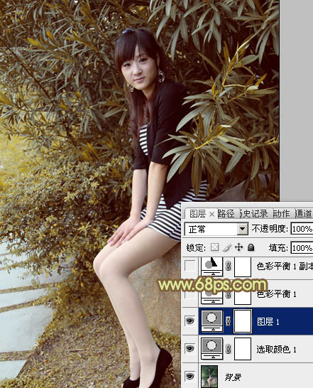 Photoshop为树林美女加上柔和的古典褐色调效果教程