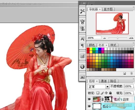 Photoshop CS3将古装MM打造成水墨画风格效果