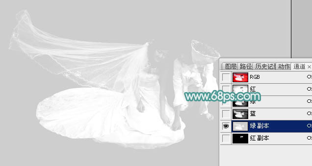 photoshop利用通道及抽出滤镜抠出飘逸的半透明婚纱