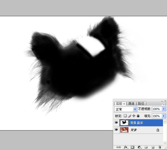 ps利用通道混合器及画笔抠出毛发较多的宠物狗