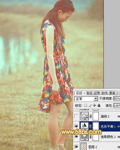 Photoshop为草地人物照片加上柔美的淡橙色效果教程