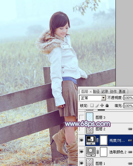 Photoshop为田园美女调制出淡雅的韩系淡蓝色