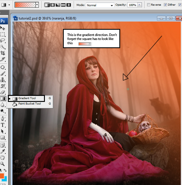 PhotoShop合成制作迷雾森林中的小红帽巫女场景教程