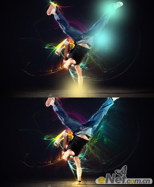 photoshop将普通舞者图片打造出动感抽象炫光海报效果
