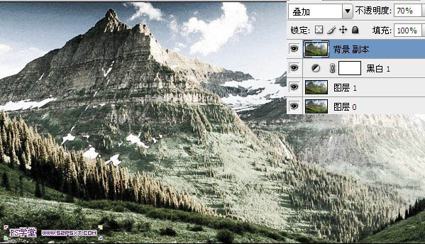 Photoshop将翠绿的夏季图片转为冬季雪山效果