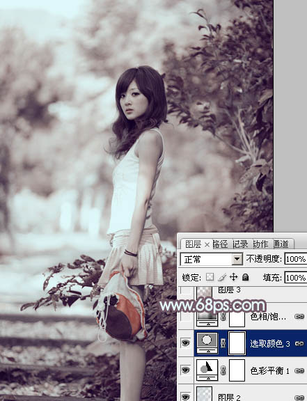 photoshop利用通道替换为外景美女增加韩系中性红灰色