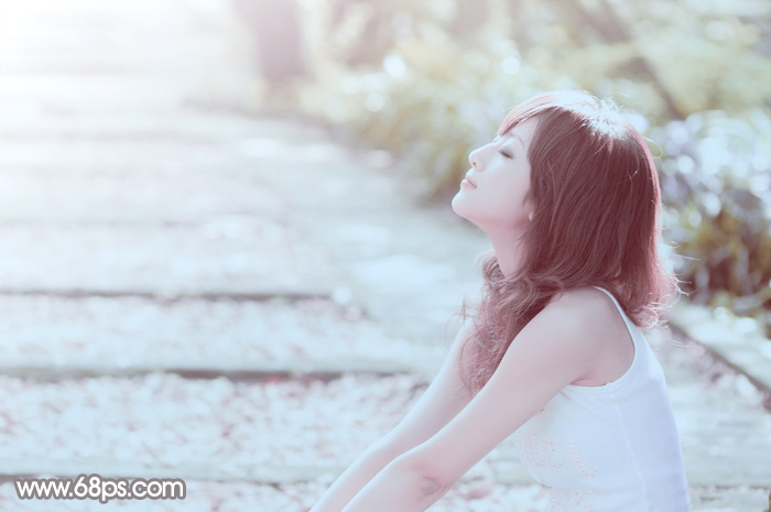 Photoshop将美女图片快速打造出柔和的韩系淡蓝色效果