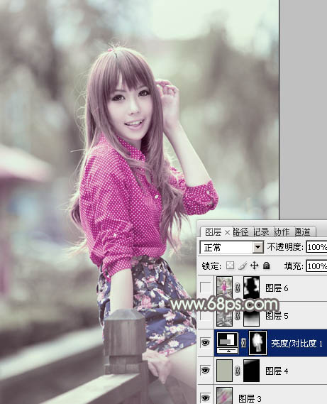 Photoshop为美女图片打造出柔美的淡调灰绿色韩系效果