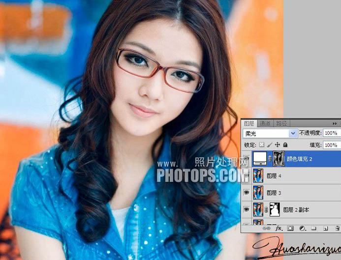 photoshop使用Lab模式为偏暗的美女图片加上甜美色