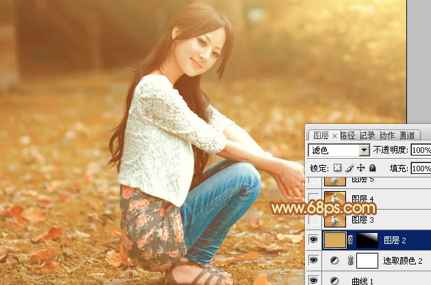 Photoshop为外景人物图片打造出秋季柔美的橙色效果