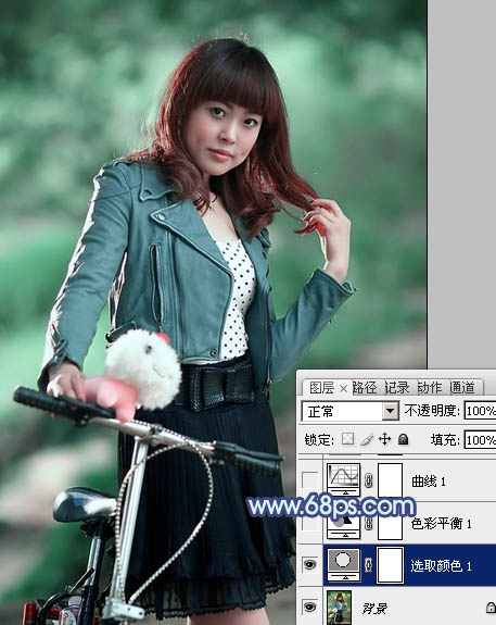 Photoshop为美女图片打造出时尚的韩系青灰色效果