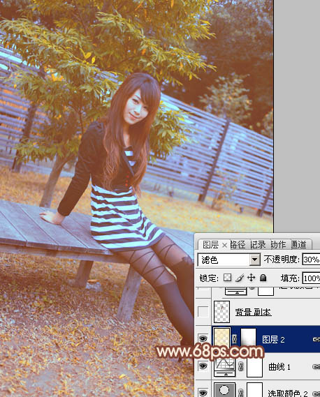 Photoshop为外景美女图片打造出朦胧的韩系暖调效果