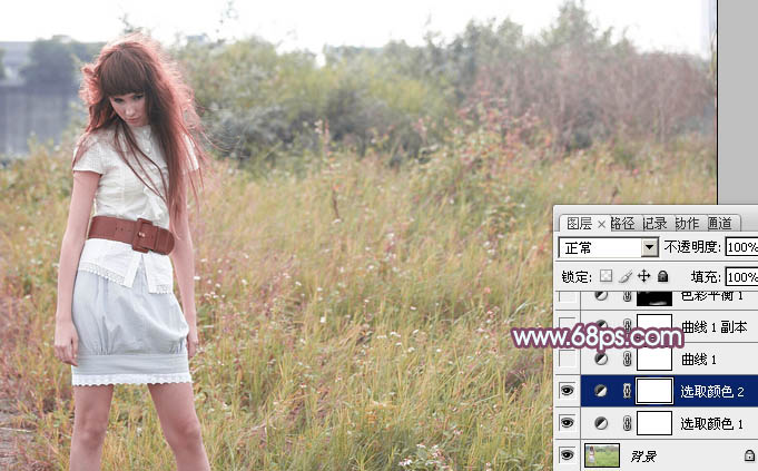 Photoshop将外景人物图片打造出唯美可爱的韩系粉调蓝紫色