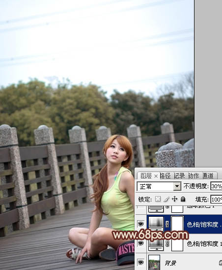 Photoshop将外景美女图片调出柔和的中性暖色调