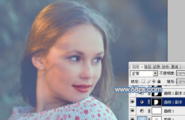 Photoshop将外景美女图片调制出朦胧的淡蓝色